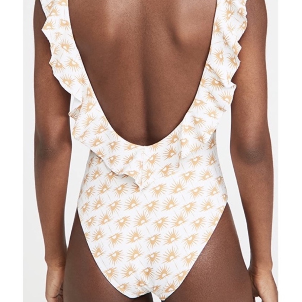 Eberjey Loreta Palapas ruffle trim low back white sun one piece swimsuit… - Picture 2 of 9